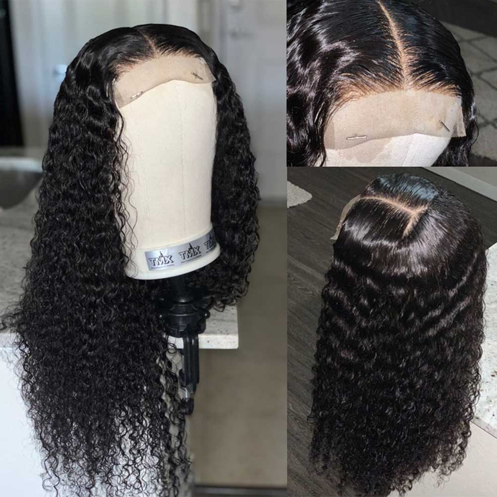 Beaudiva Kinky Curly Human Hair Wigs 4X4 Invisible Lace Closure Wig Lace Wig