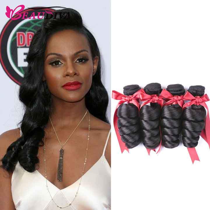 Beaudiva Loose Wave Human Hair Weave 4 Bundles Deal Virgin Human Hair