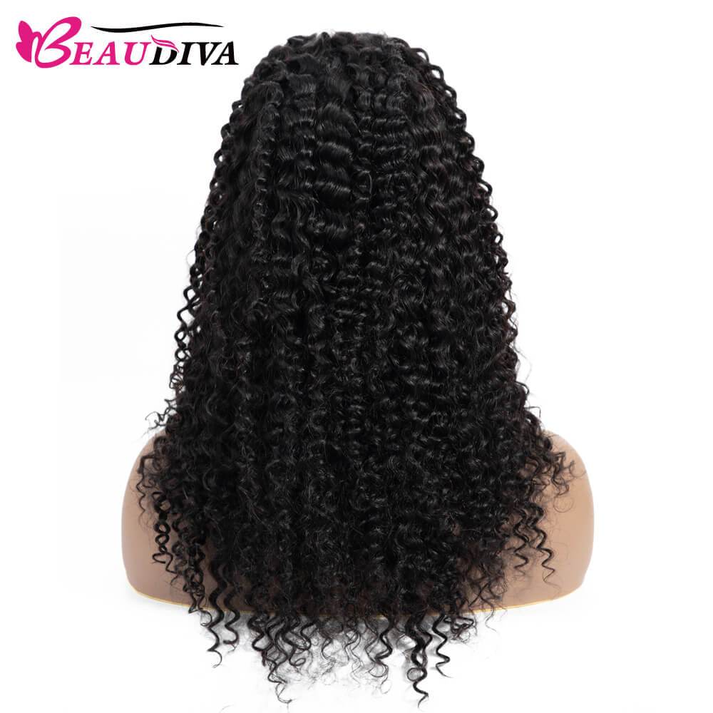 Beaudiva  Kinky Curly Human Hair Wig Transparent 5X5 Lace Closure Wig With Hairline