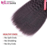 Beaudiva Hair Kinky Straight Virgin Human Hair 3 Bundles with Lace Frontal Remy Human Hair