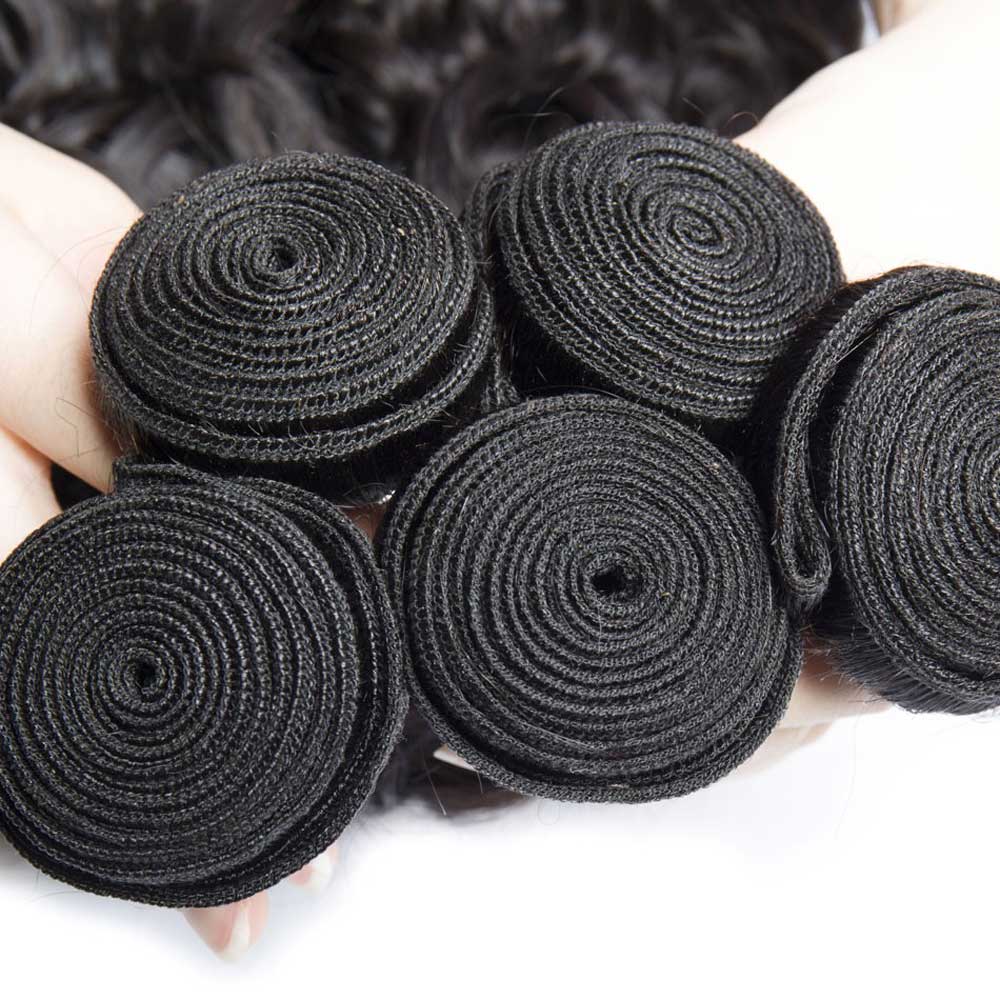 Beaudiva 10A Water Wave Hair Bundles Human Hair Bundles With Lace Closure Human Hair Weaves