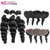 Beaudiva Loose Wave 3 Bundles With Frontal 100% Virgin Remy Human Hair