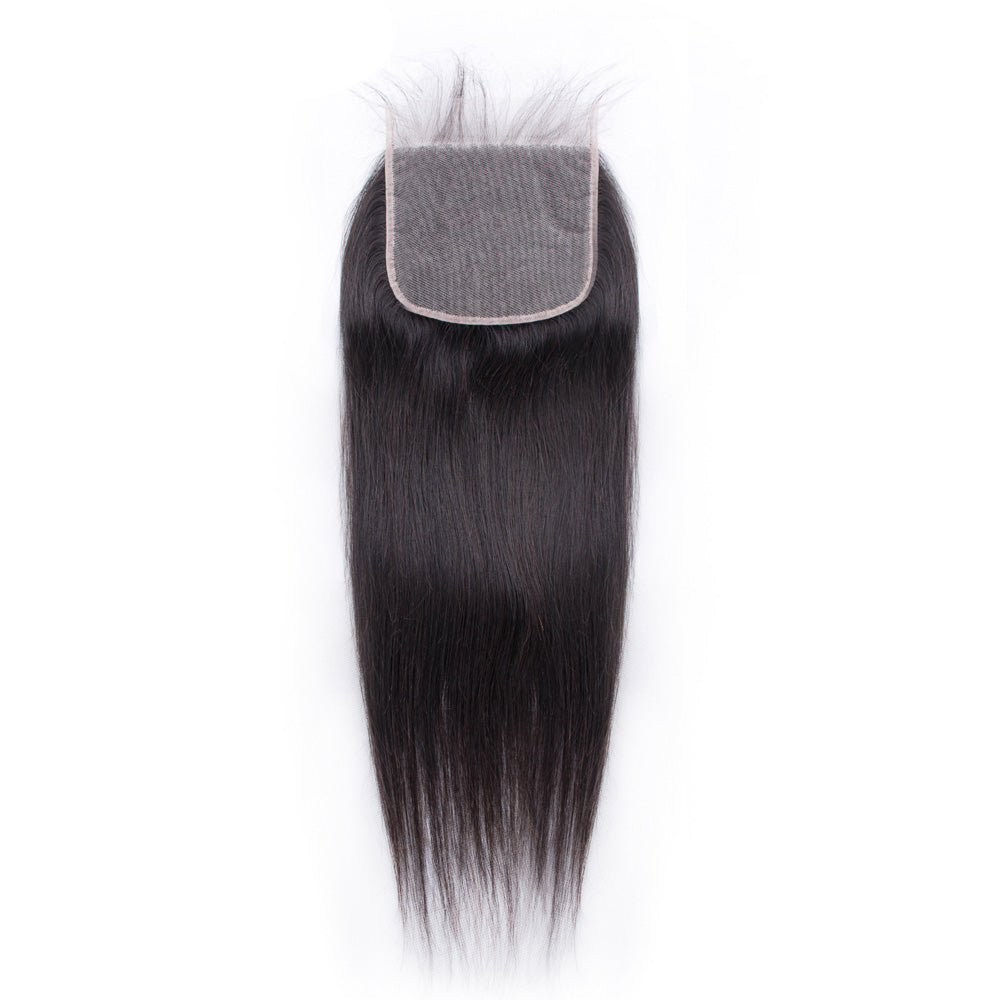 Beaudiva Straight Human Hair 3 Bundles With 5X5 Lace Closure
