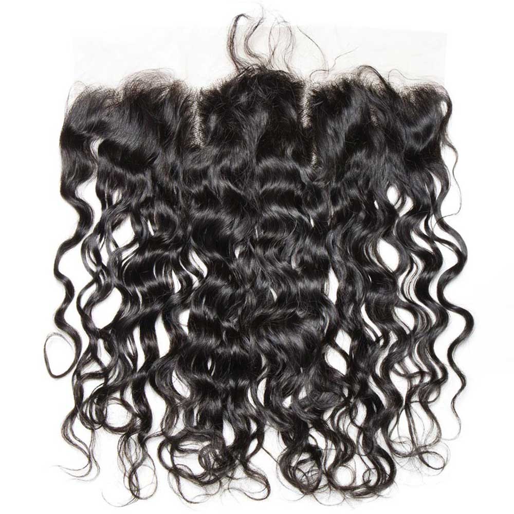 Beaudiva Easy to Install Water Wave Human Hair Weaves 3 Bundles With Ear to Ear Lace Frontal