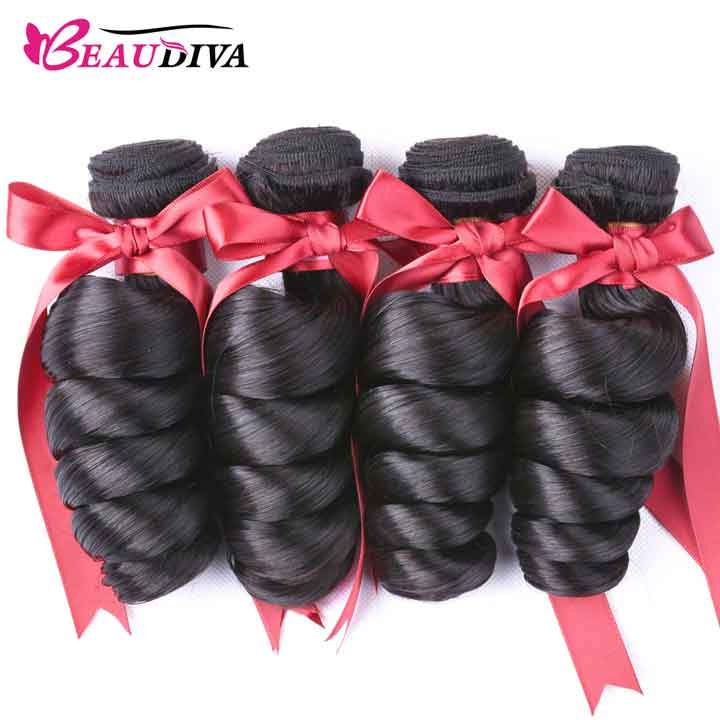 Beaudiva Loose Wave Human Hair Weave 4 Bundles Deal Virgin Human Hair