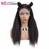 Beaudiva 100% Unprocessed Virgin Human Hair Kinky Straight 4x4 Lace Closure Wig Natural Hairline