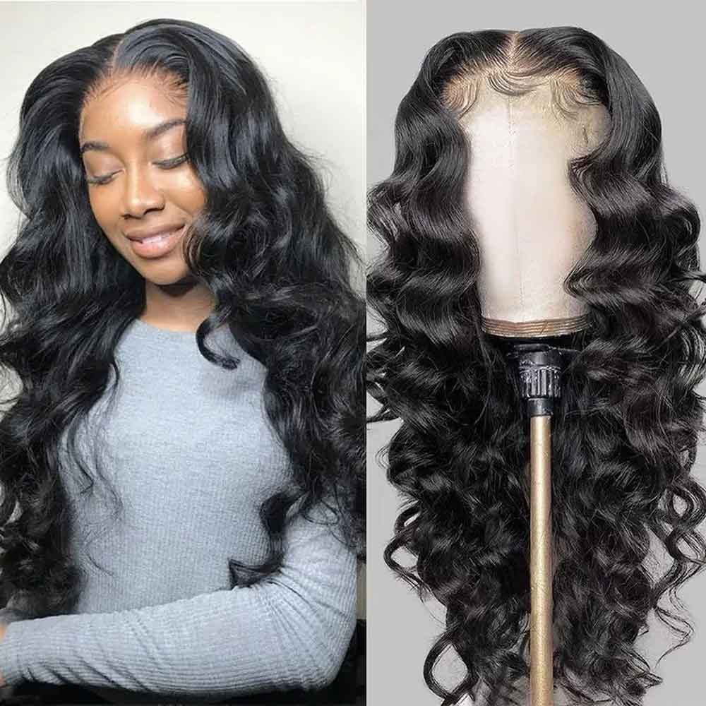 Beaudiva Loose Wavy T Part 100% Virgin Human Hair Lace Front Wig Transparent Lace Frontal Wig 180% Density