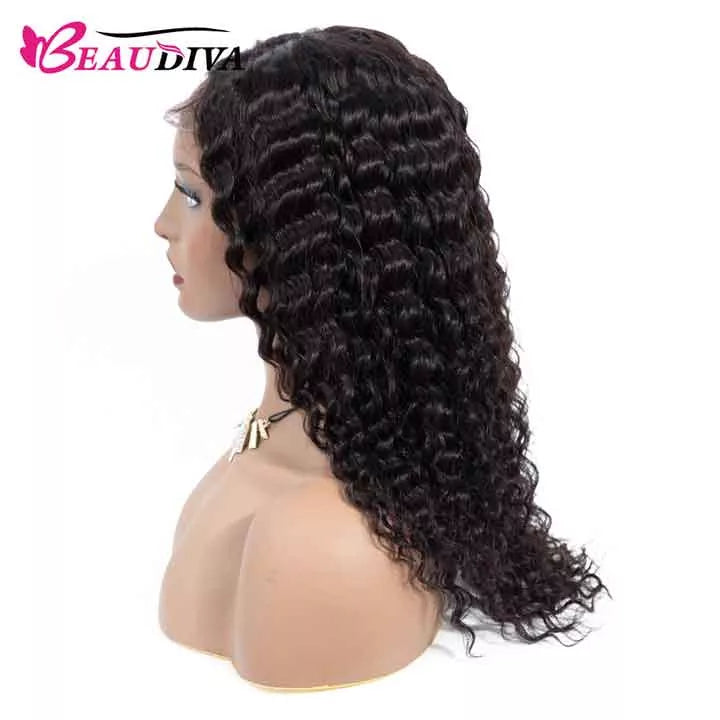 Beaudiva Human Hair Wigs 4x4 Lace Closure Wig Deep Wave Lace Wigs 100% Human Hair Wigs