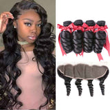 Beaudiva Loose Wave 4 Bundles With Lace Frontal Brazilian Virgin Remy Human Hair