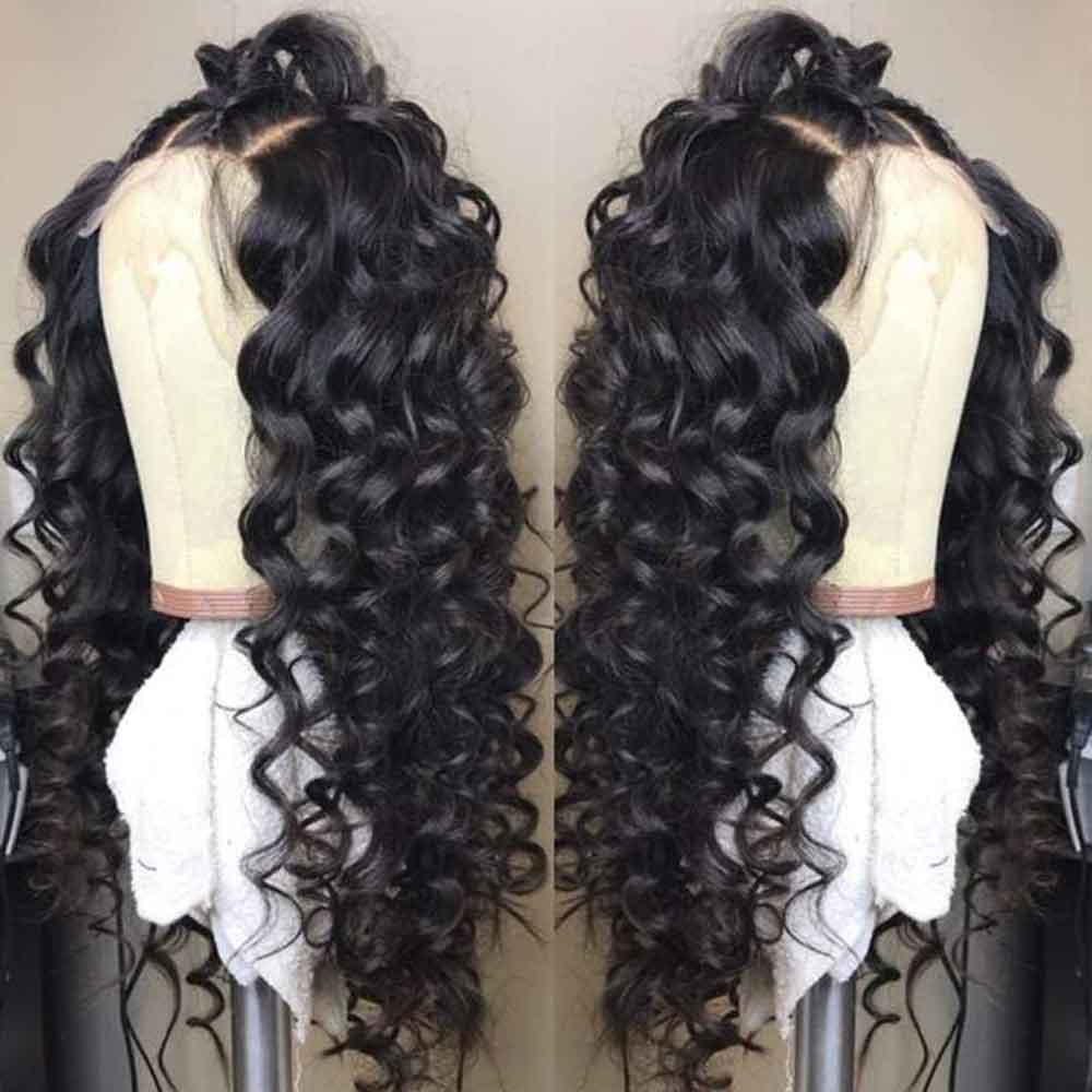 Beaudiva Loose Wavy T Part 100% Virgin Human Hair Lace Front Wig Transparent Lace Frontal Wig 180% Density