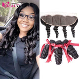 Beaudiva Loose Wave 3 Bundles With Frontal 100% Virgin Remy Human Hair