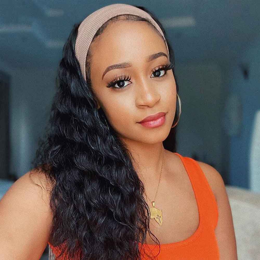 Beaudiva Deep Wave Headband Wig Human Hair Wig 100% Virgin Remy Human Hair