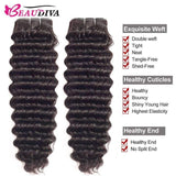 Beaudiva Deep Wave 10A Human Hair Bundles 3 Bundles with Closure Brazilian Human Hair Weaves