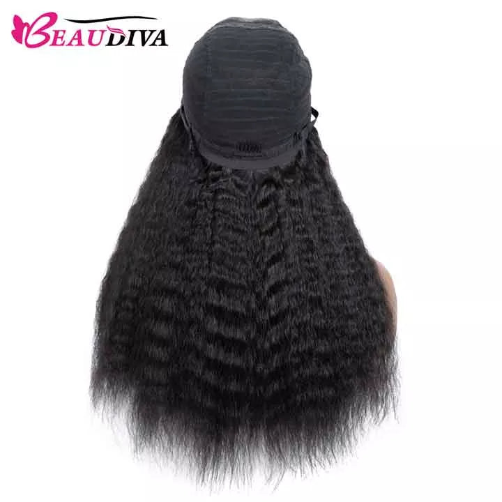 Beaudiva 100% Unprocessed Human Hair Kinky Straight 5x5 Lace Closure Wig