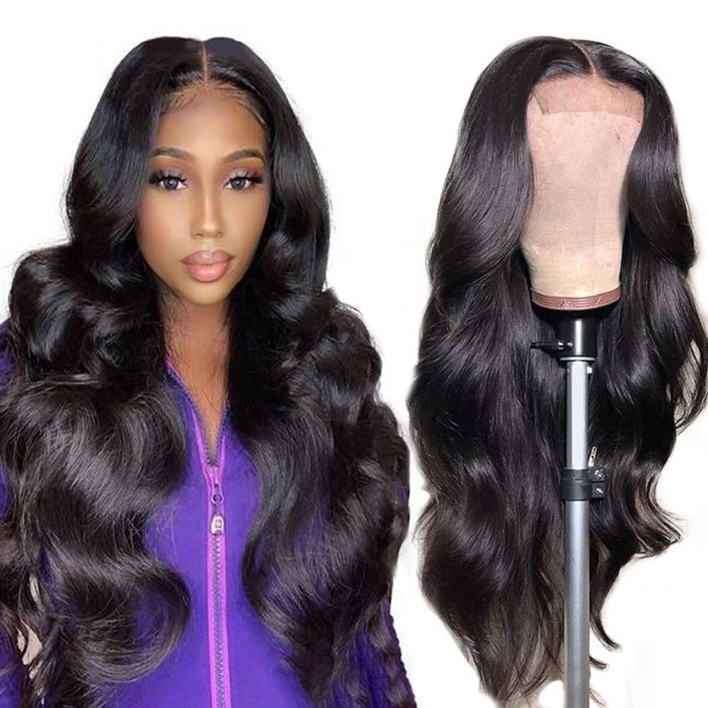 Beaudiva Human Hair Closure Wig 4×4 Body Wave Wigs Pre Plucked Bleached Knots with Baby Hair