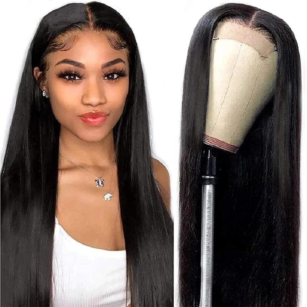 Beaudiva Straight Lace Closure Human Hair Wigs High Density Straight Wigs 4X4 Lace Wigs
