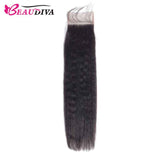 Beaudiva 10A Kinky Straight Bundles Human Hair Bundles With Lace Closure Human Hair Weaves