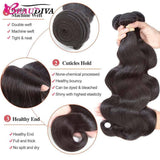 Beaudiva Trendy Body Wave 4 Bundles with Ear to Ear Frontal Virgin Human Hair Weaves
