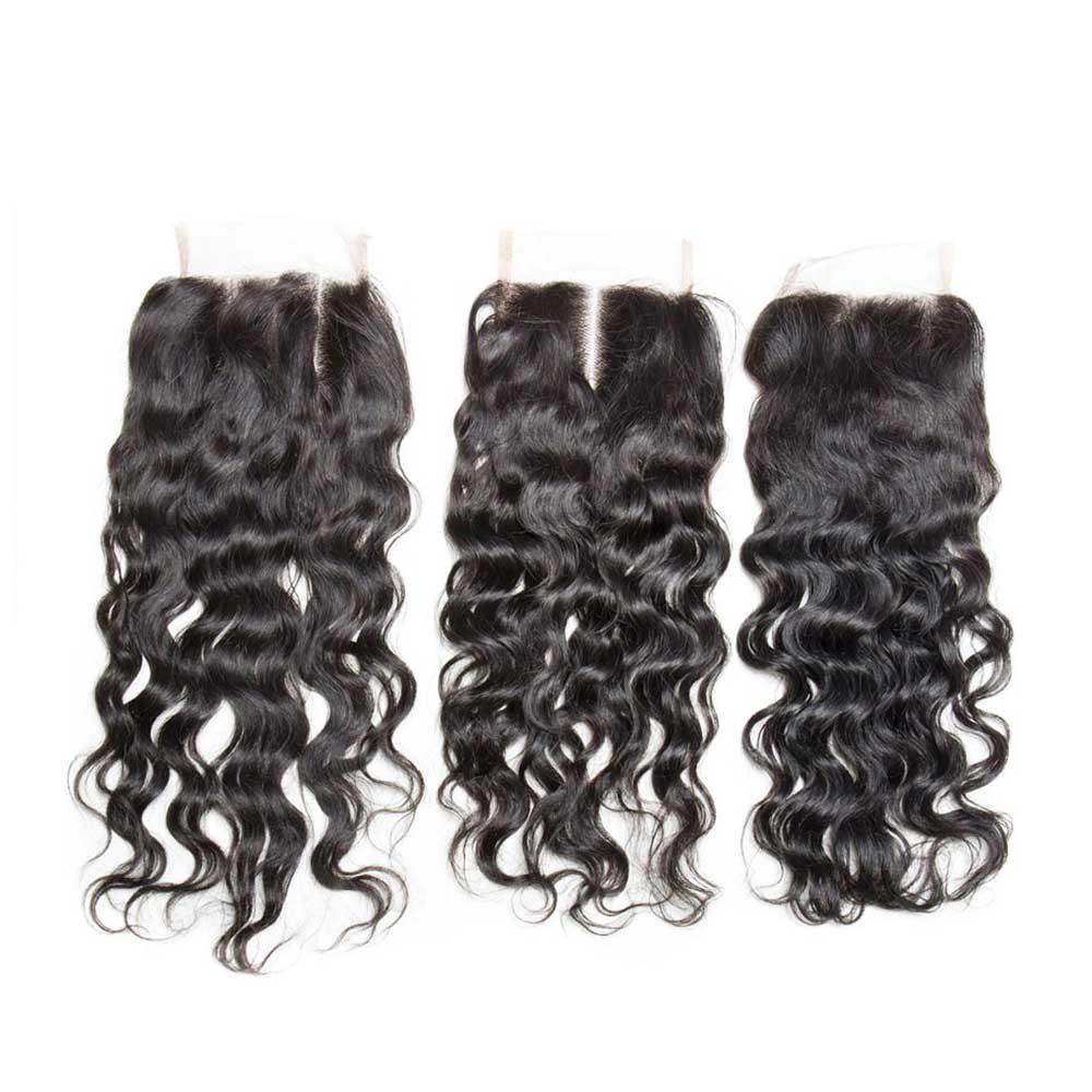 Beaudiva 10A Human Hair Bundles Water Wave Bundles 4 Bundles with 4x4 Lace Closure