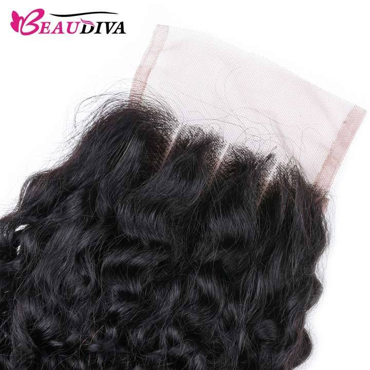 Beaudiva Curly 3 Bundles with Lace Closure 10A Human Hair Bundles Brazilian Hair Weaves