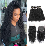 Beaudiva 10A Affordable Jerry Curly Human Hair Weaves 4 Bundles With Lace Closure 100% Human Hair Bundles