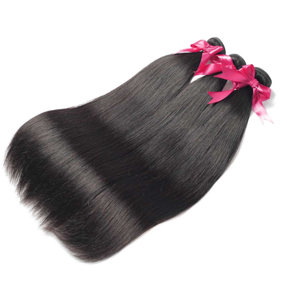 Beaudiva 10A Straight Human Hair 3 Bundles With 4x4 Closure 100% Virgin Remy Human Hair