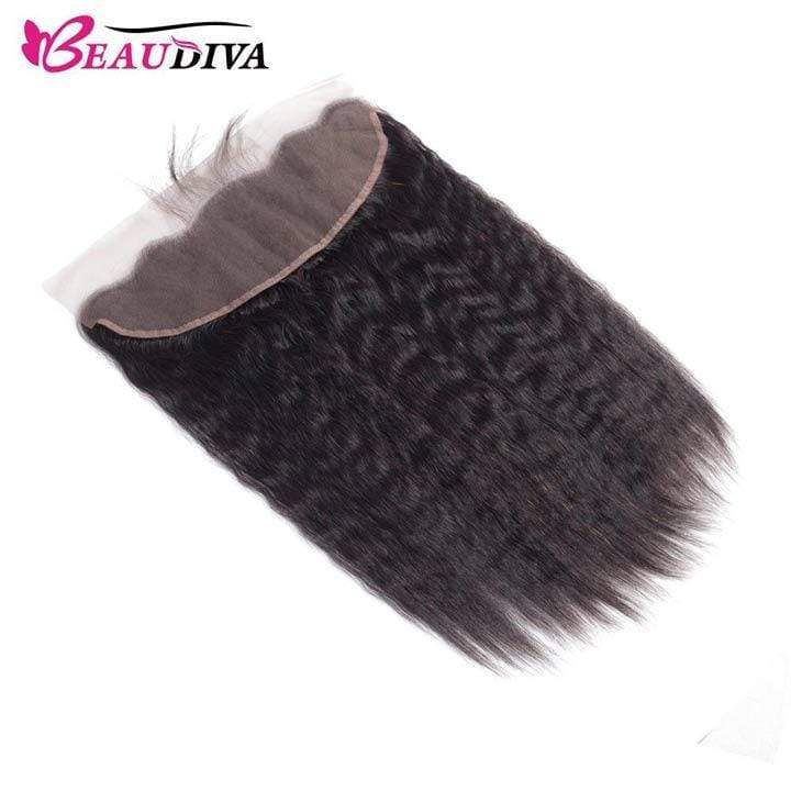 Beaudiva Kinky Straight Human Hair 4 Bundles with Lace Frontal Hair