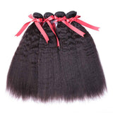 Beaudiva Kinky Straight Human Hair 4 Bundles with Lace Frontal Hair