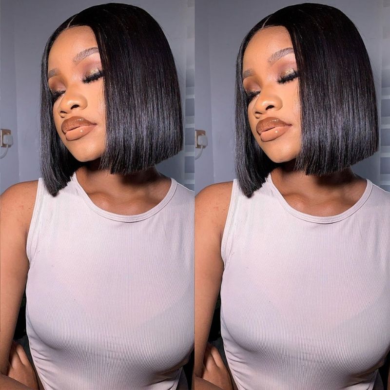 【CoCo】Glueless Short Bob Wig Bone Straight 4X4 Lace BEAUDIVA