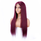 【Jane】TK22 : Glueless 99J 4X4 Lace Closure Wig Straight Human Hair Wigs Plucked Baby Hair