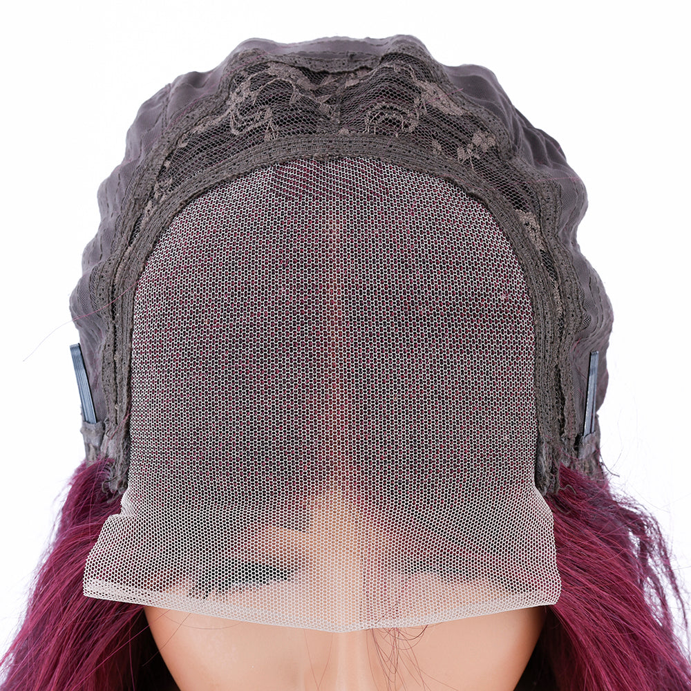 【Jane】TK22 : Glueless 99J 4X4 Lace Closure Wig Straight Human Hair Wigs Plucked Baby Hair