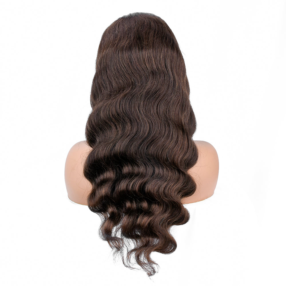 【Emma】TK23 : BEAUDIVA Chestnut Brown 4# Color Body Wave 13X4 Lace Frontal Wig Human Hair Wig
