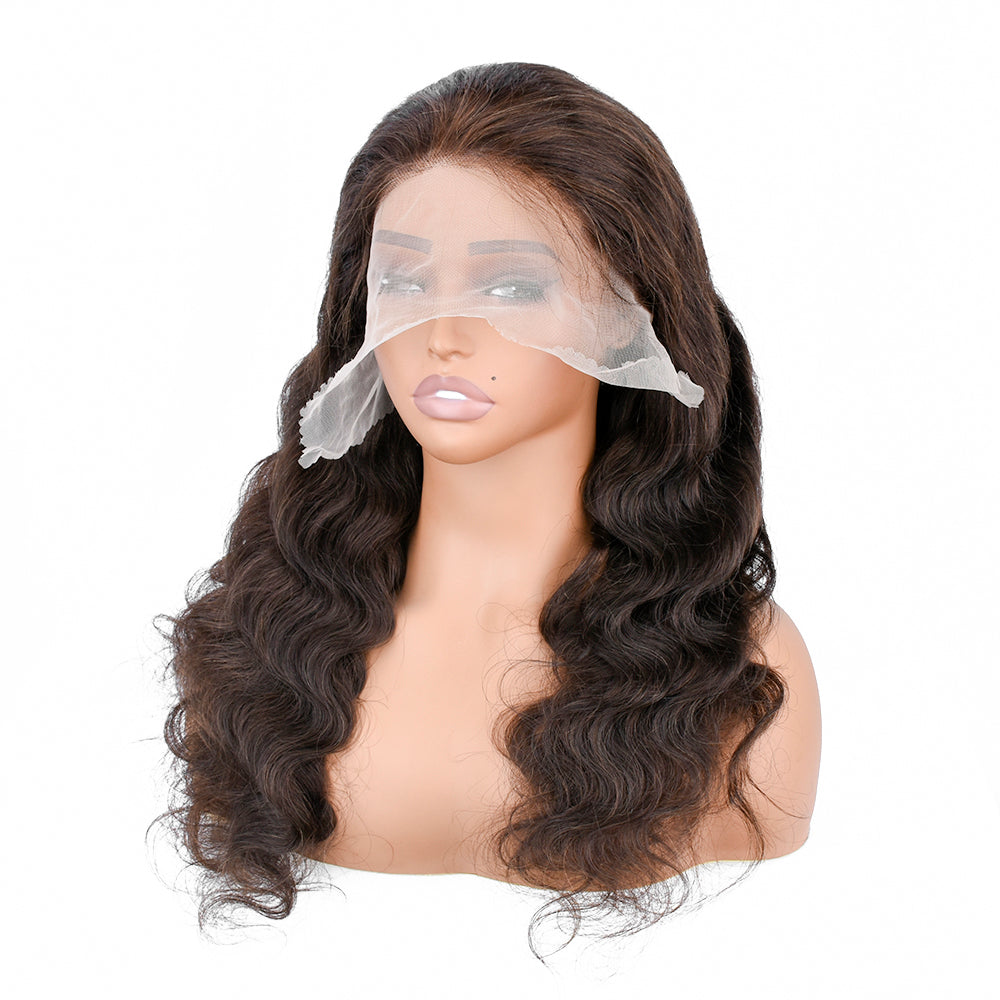 【Emma】TK23 : BEAUDIVA Chestnut Brown 4# Color Body Wave 13X4 Lace Frontal Wig Human Hair Wig