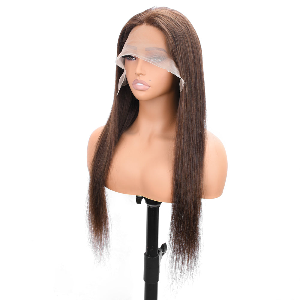 【Monae】TK09 : Beaudiva #4 Chestnut Brown 13X4 Lace Frontal Wig Bone Straight Human Hair