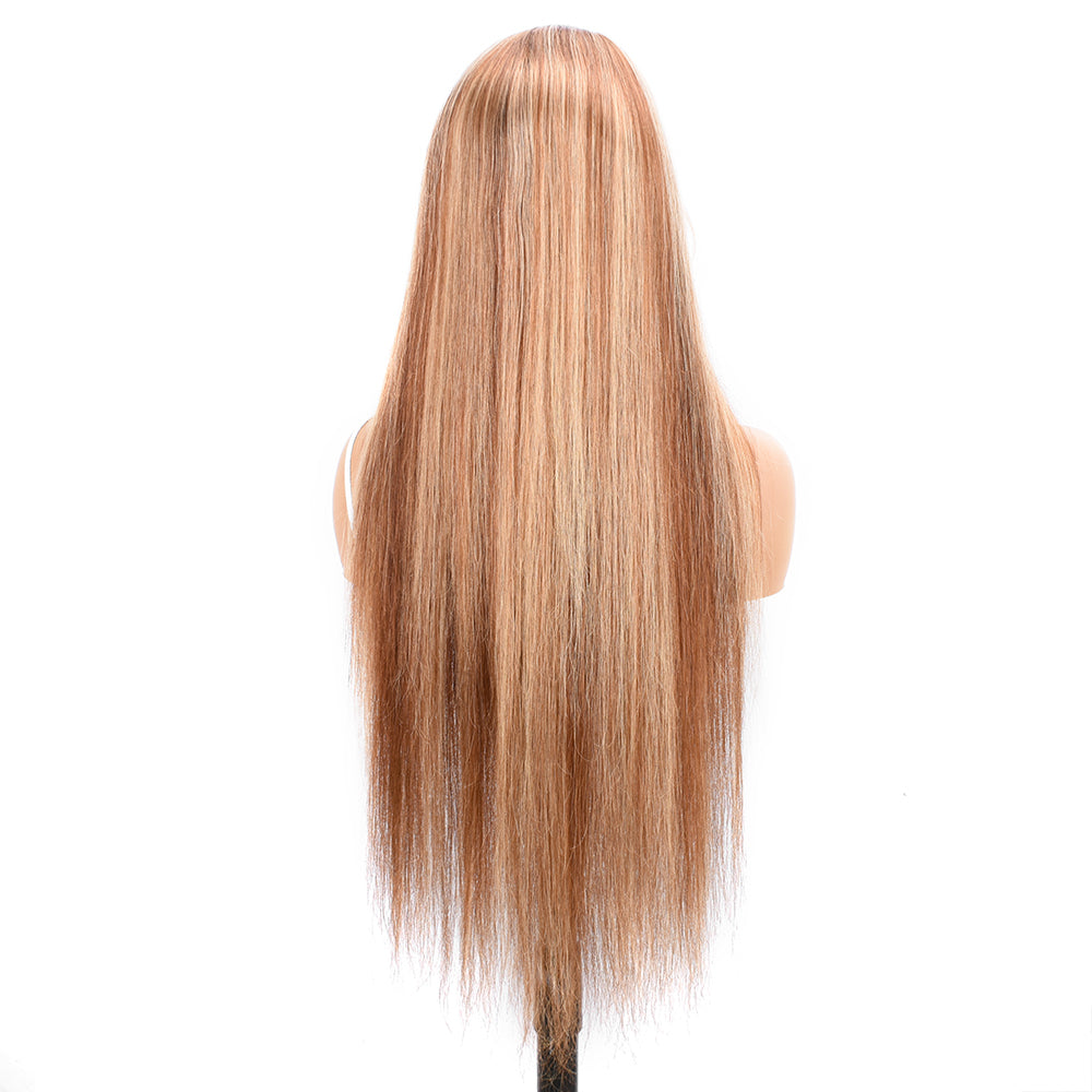 【Beyonce】TK03 : 13x4 Highlight Lace Front Wig Honey Blonde Brown Ombre Straight Wigs Pre Plucked Baby Hair