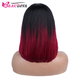 【Olivia】TK24 : Glueless 4X4X1 Lace Closure Ombre Color Bob Wig Human Hair Wig Straight Bob Short Wig T1B/27 Color