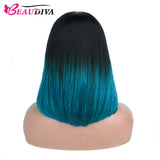 【Olivia】TK24 : Glueless 4X4X1 Lace Closure Ombre Color Bob Wig Human Hair Wig Straight Bob Short Wig T1B/27 Color