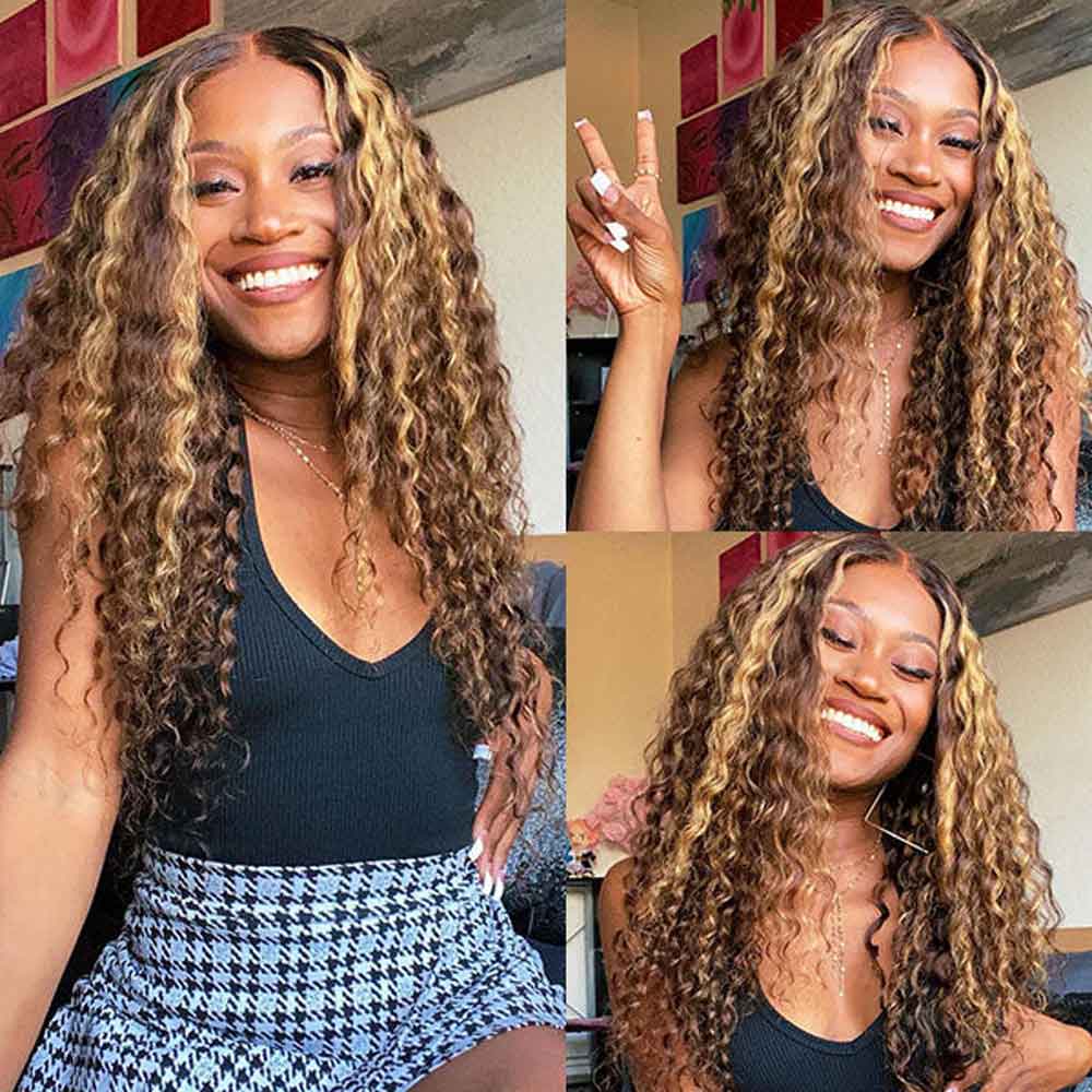 【Nana】TK15 : Beaudiva Highlight Deep Wave 5x5 Lace Closure Wig Human Hair Wig