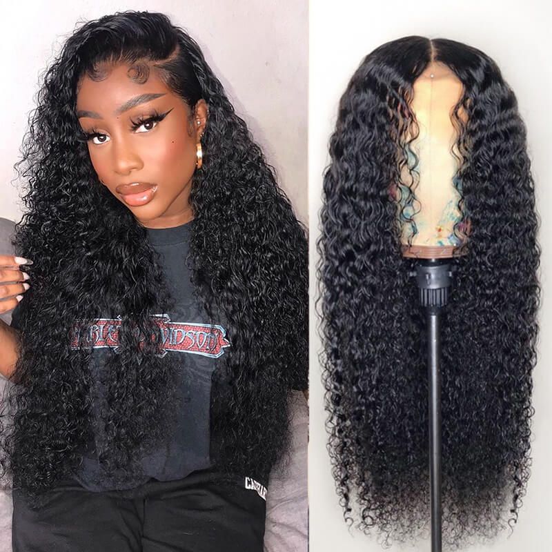 Beaudiva Kinky Curly Human Hair Wigs 4X4 Invisible Lace Closure Wig Lace Wig