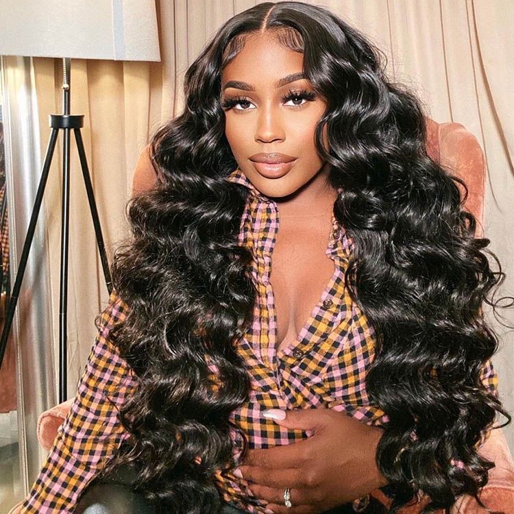 Beaudiva Loose Deep Wave Wigs 4x4 Lace Closure Wig 100% Human Hair Wigs