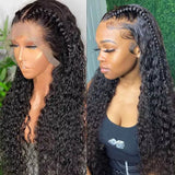 Beaudiva Water Wave Real Human Hair Wig Transparent T Part Human Hair Lace Front Wigs