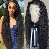 Beaudiva Water Wave Real Human Hair Wig Transparent T Part Human Hair Lace Front Wigs