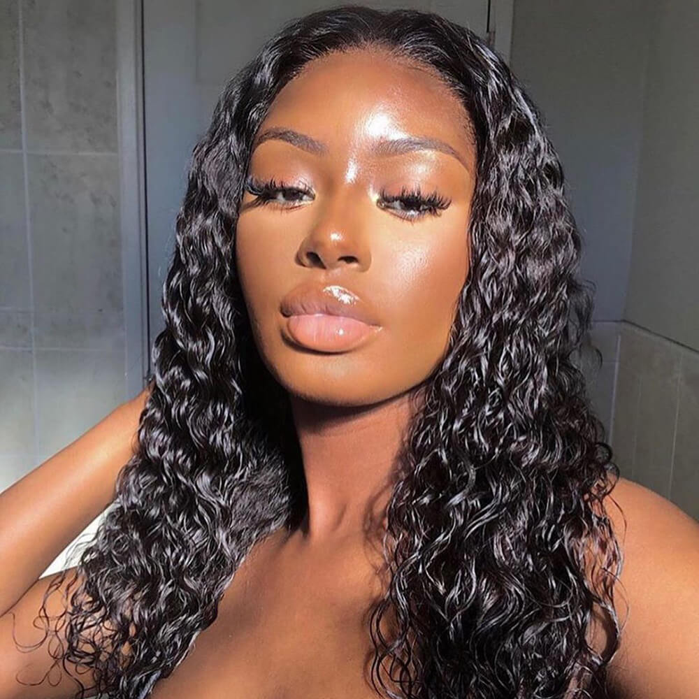 Beaudiva Water Wave 4x4 Lace Closure Wigs Human Hair Wig Pre Plucked With Baby Hair