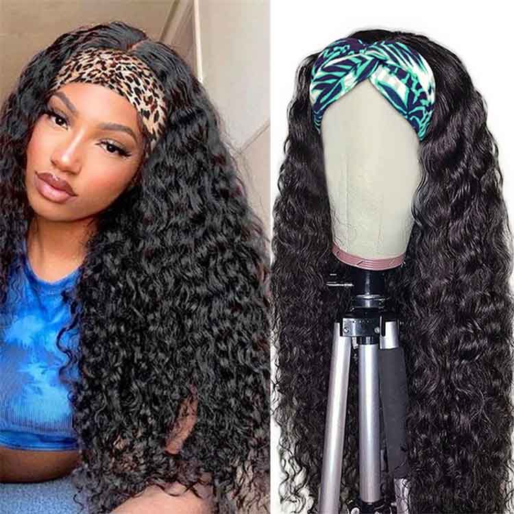Beaudiva Deep Wave Headband Wig Human Hair Wig 100% Virgin Remy Human Hair