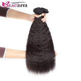 Beaudiva Hair Kinky Straight Virgin Human Hair 3 Bundles with Lace Frontal Remy Human Hair