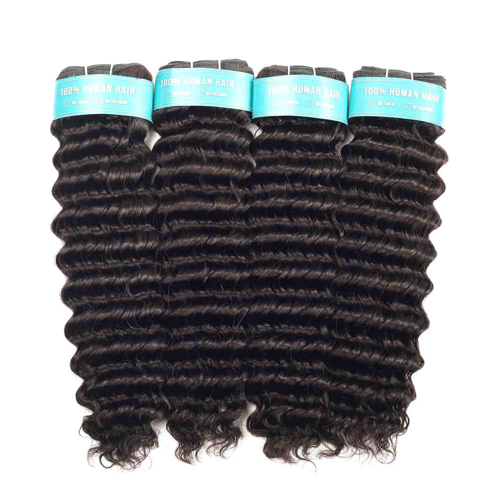 Beaudiva Deep Wave 4 Bundles With 13x4 Lace Frontal Virgin Remy Human Hair