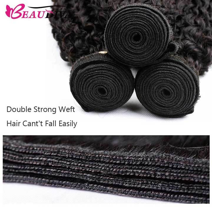 Beaudiva 10A Affordable Jerry Curly Human Hair Weaves 4 Bundles With Lace Closure 100% Human Hair Bundles