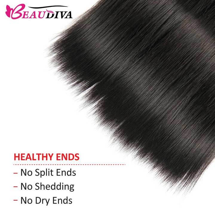 Beaudiva Hair Silky Straight 4 Bundles with Lace Frontal Human Hair Weaves