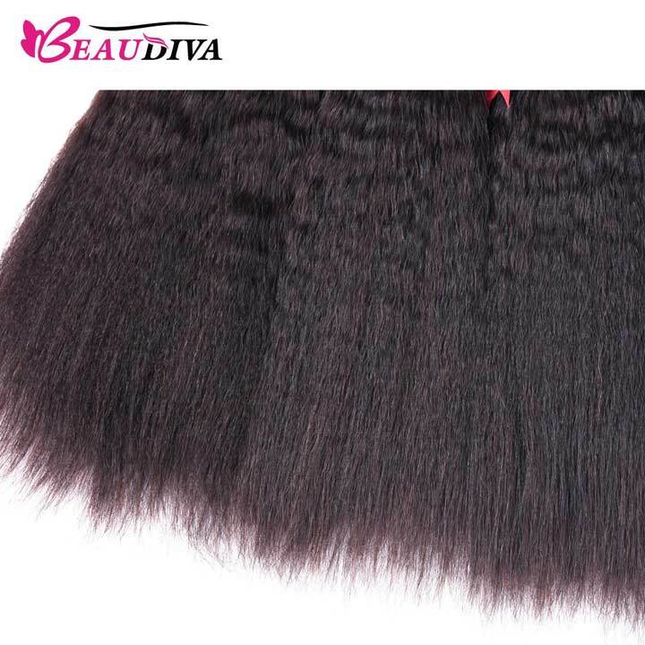 Beaudiva Kinky Straight Weaves 4 Bundles Deal Brazilian Human Virgin Hair