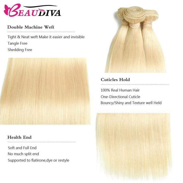 Beaudiva 3 Pcs/pack Straight 613 Blonde Bundles Virgin Brazilian Hair